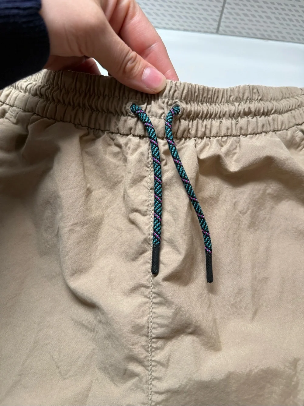 Old Navy Tan Cargo Shorts with Black Zippers